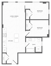 2 Bed - 1 Bath 400 floor plan